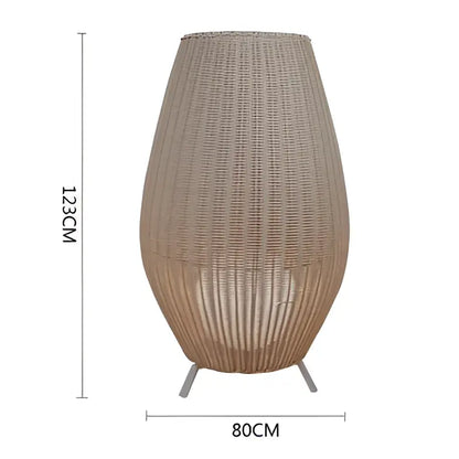 Handwoven natural rattan teardrop floor lamp for living room