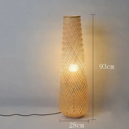 Handwoven natural rattan teardrop floor lamp for living room