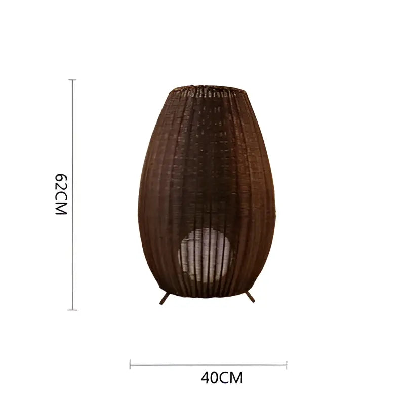 Handwoven natural rattan teardrop floor lamp for living room