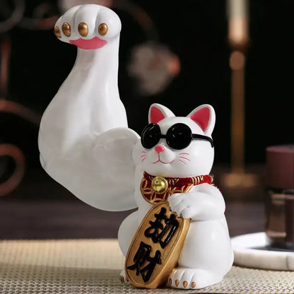 Creative gold muscle lucky cat figurine living room decor