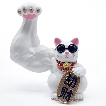 Creative gold muscle lucky cat figurine living room decor