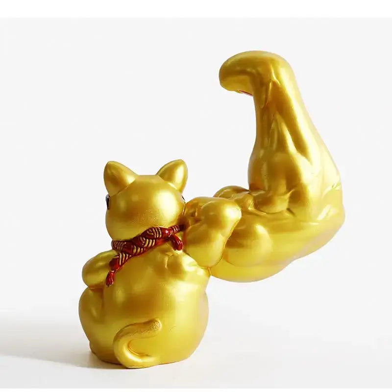 Creative gold muscle lucky cat figurine living room decor
