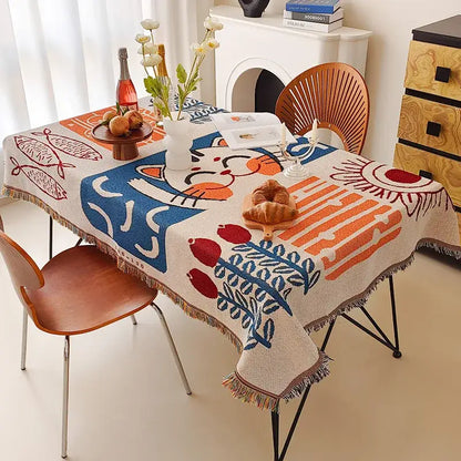 Pastel lucky cat knitted blanket living room sofa cover