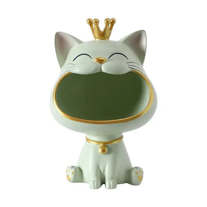 Ceramic lucky cat sculpture storage box set living room decor
