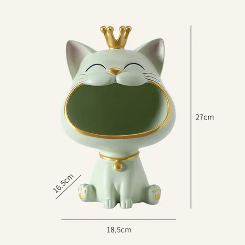 Ceramic lucky cat sculpture storage box set living room decor