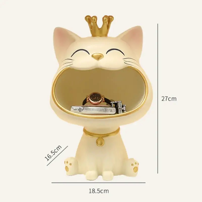 Ceramic lucky cat sculpture storage box set living room decor