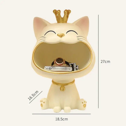 Ceramic lucky cat sculpture storage box set living room decor