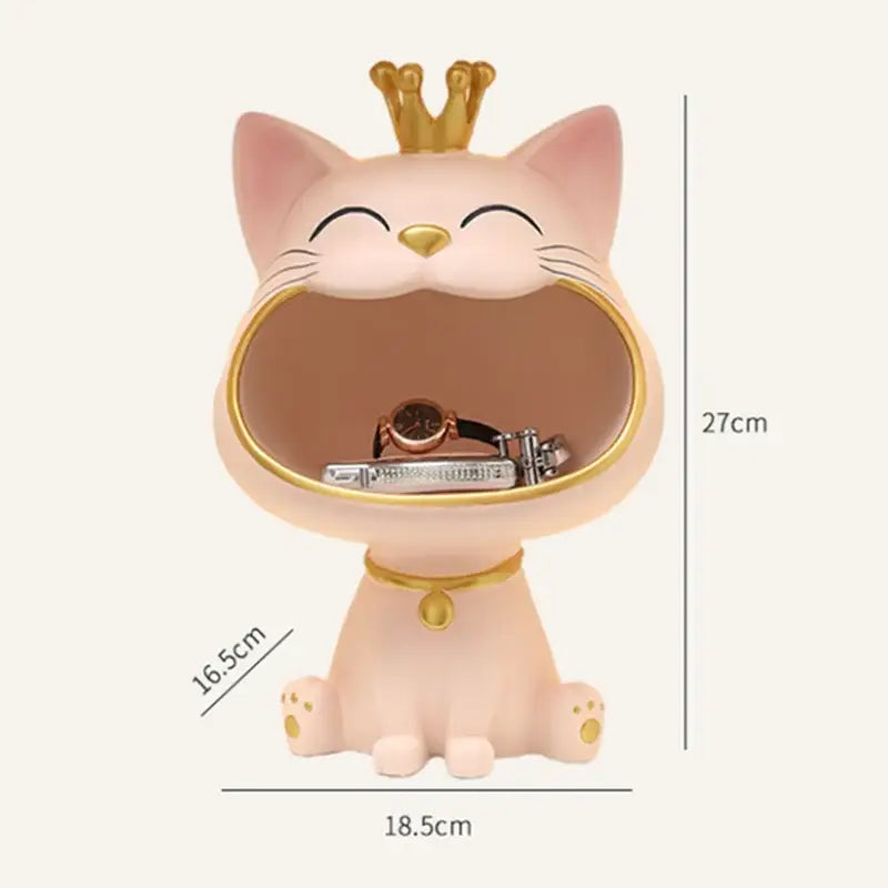 Ceramic lucky cat sculpture storage box set living room decor
