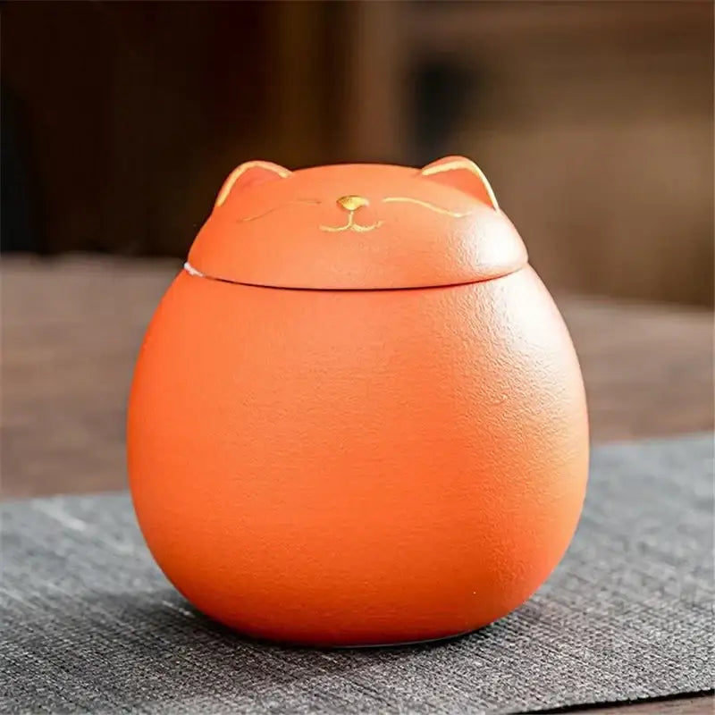 Cute colorful ceramic cat tea storage jar kitchen candy