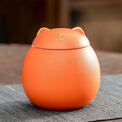 Cute colorful ceramic cat tea storage jar kitchen candy