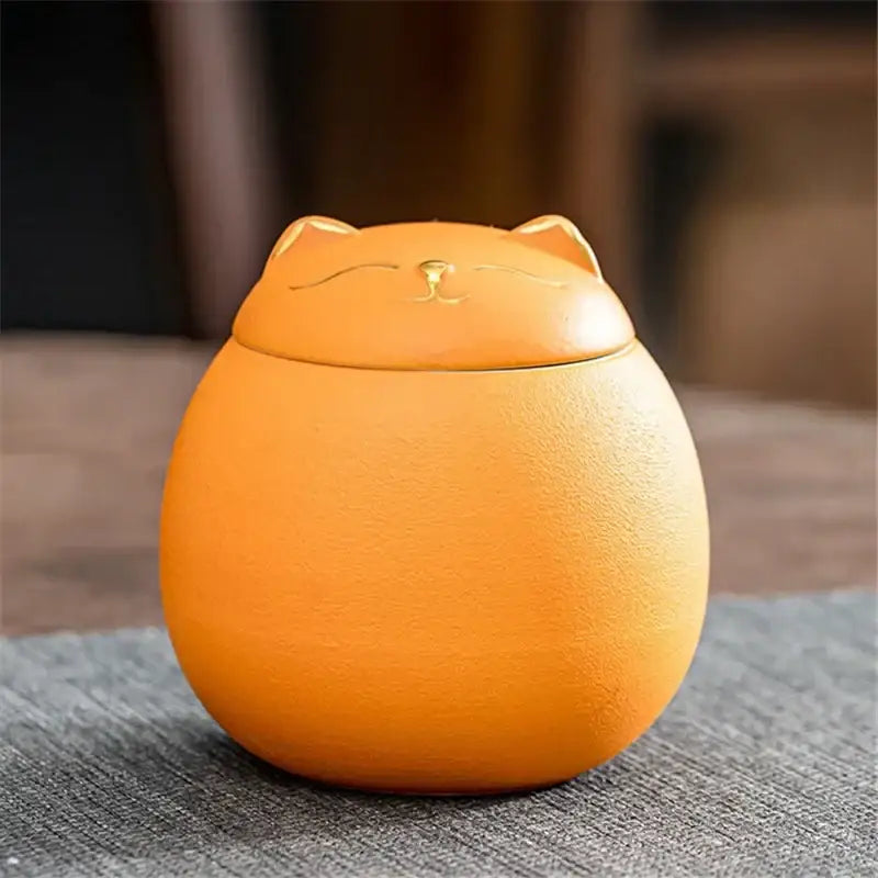 Cute colorful ceramic cat tea storage jar kitchen candy
