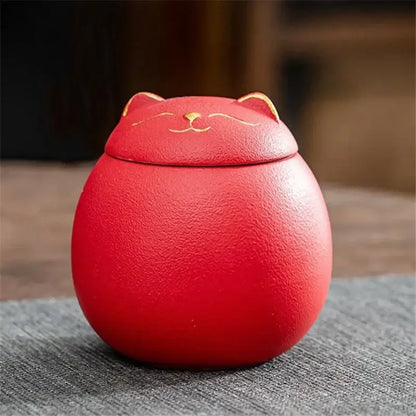 Cute colorful ceramic cat tea storage jar kitchen candy