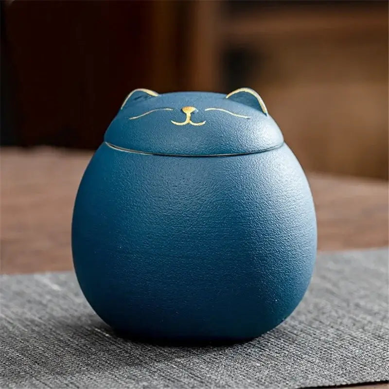 Cute colorful ceramic cat tea storage jar kitchen candy