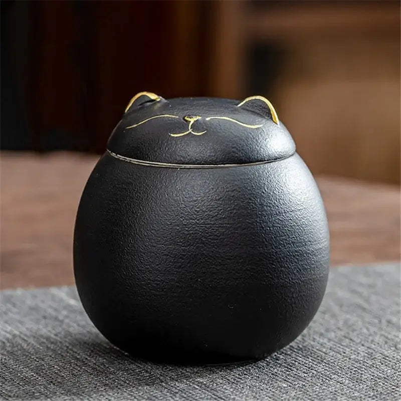 Cute colorful ceramic cat tea storage jar kitchen candy