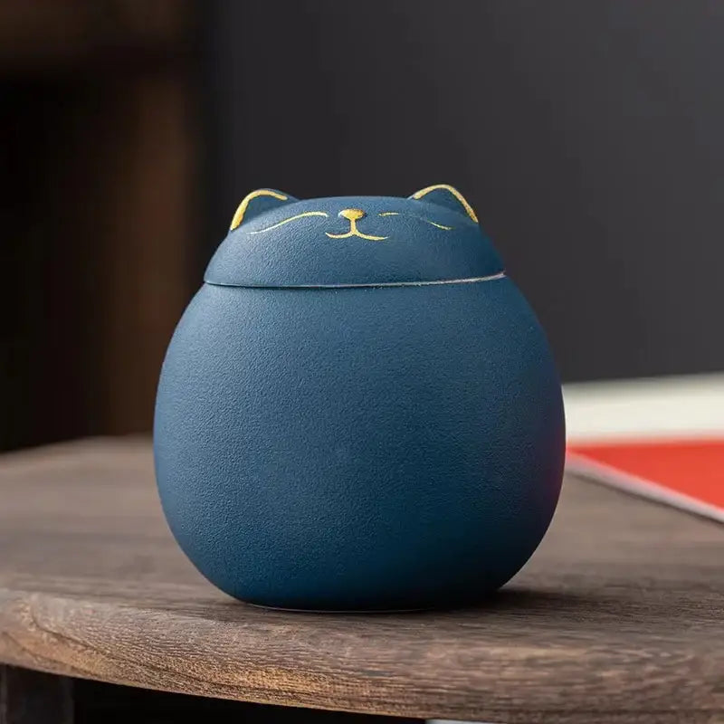 Cute colorful ceramic cat tea storage jar kitchen candy