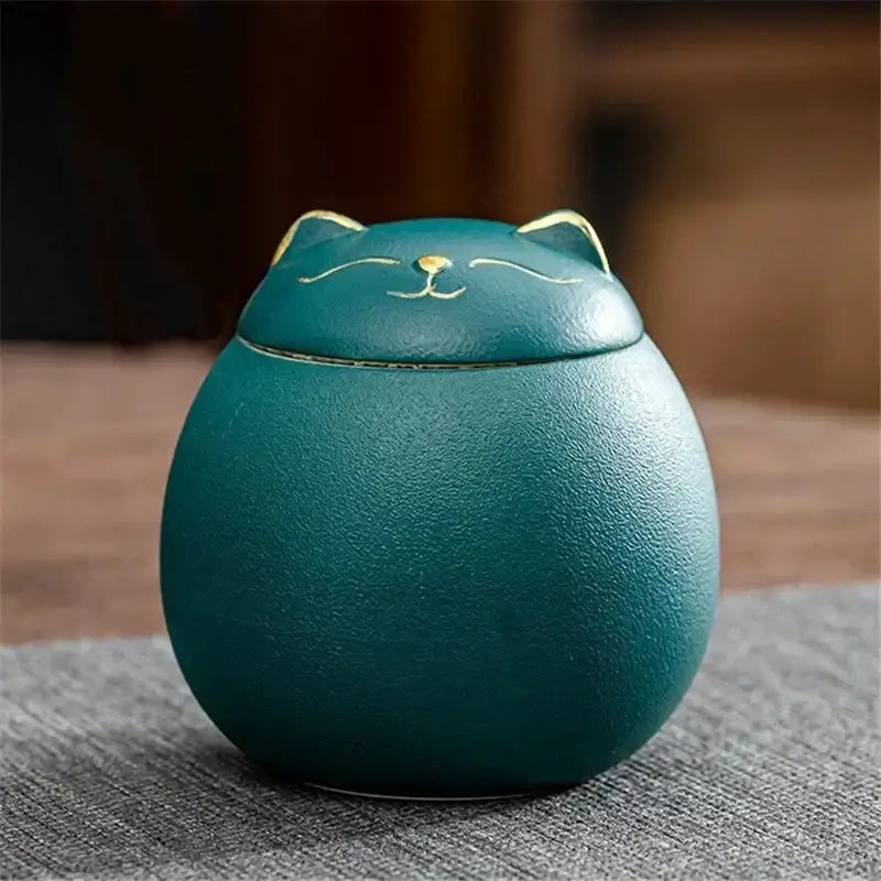 Cute colorful ceramic cat tea storage jar kitchen candy