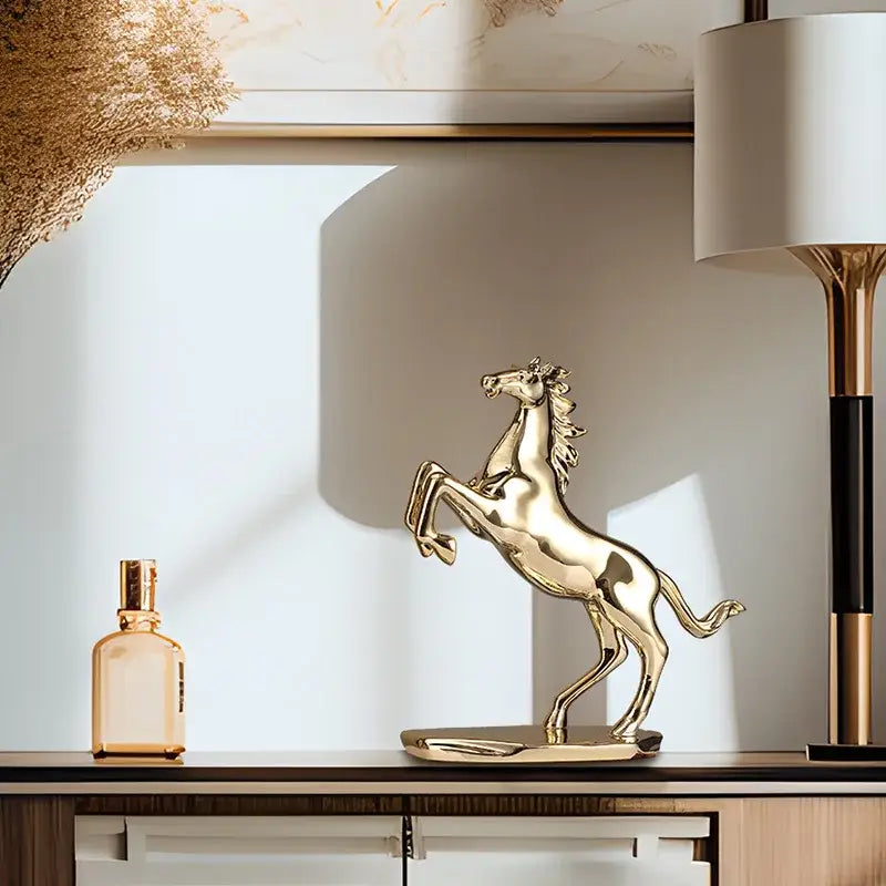 Modern gold horse resin home decoration sculpture living room decor