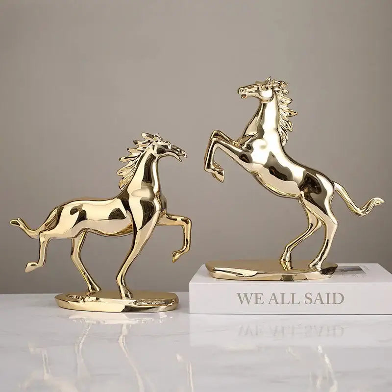 Modern gold horse resin home decoration sculpture living room decor