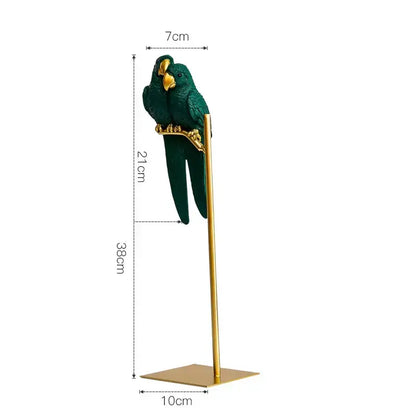 Modern pink gold and teal parrot resin ornament living room decor