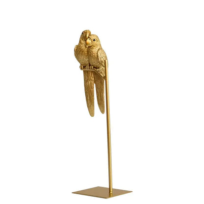 Modern pink gold and teal parrot resin ornament living room decor