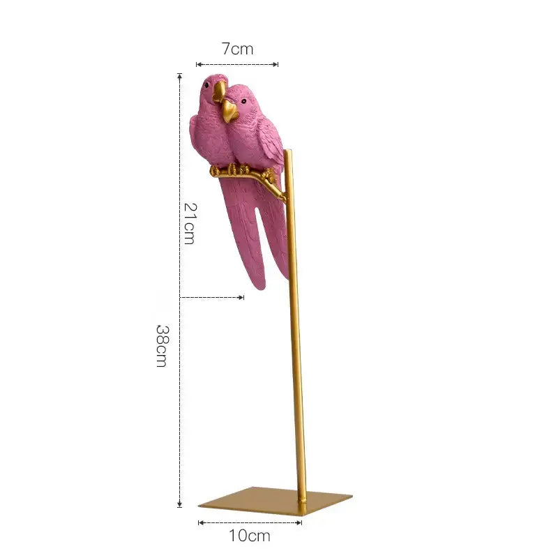 Modern pink gold and teal parrot resin ornament living room decor