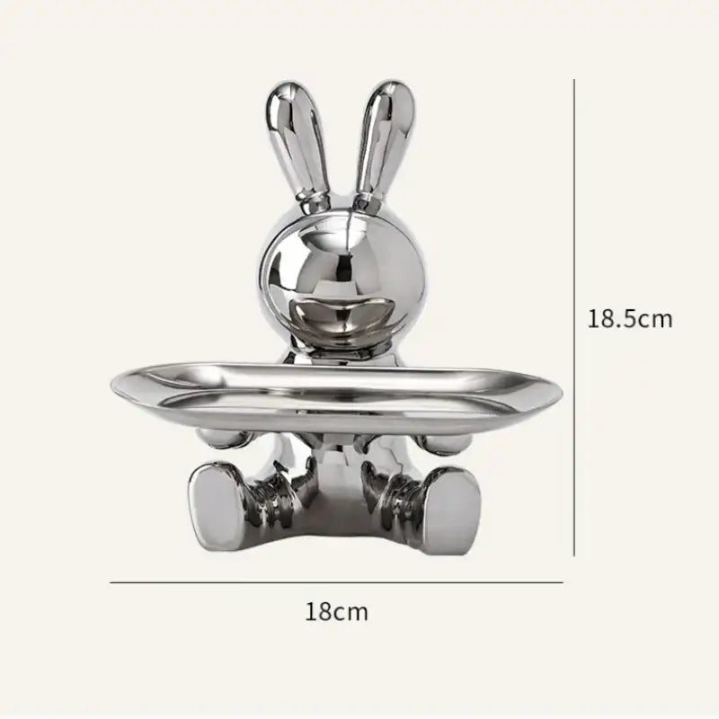 Modern gold & silver lucky rabbit key tray living room decor