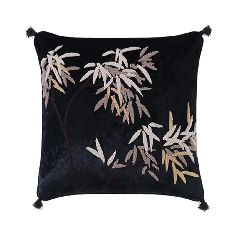 Lucky rabbit pine forests tan velvet cushion bedroom pillow with tassels