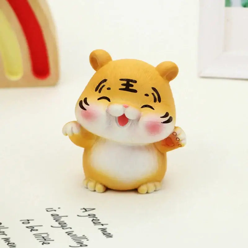 Lucky tiger figurine yellow living room new year decor holding gold bars