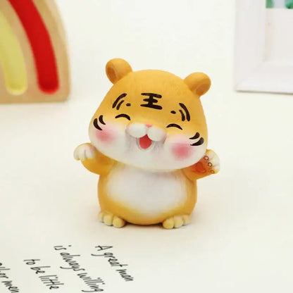 Lucky tiger figurine yellow living room new year decor holding gold bars