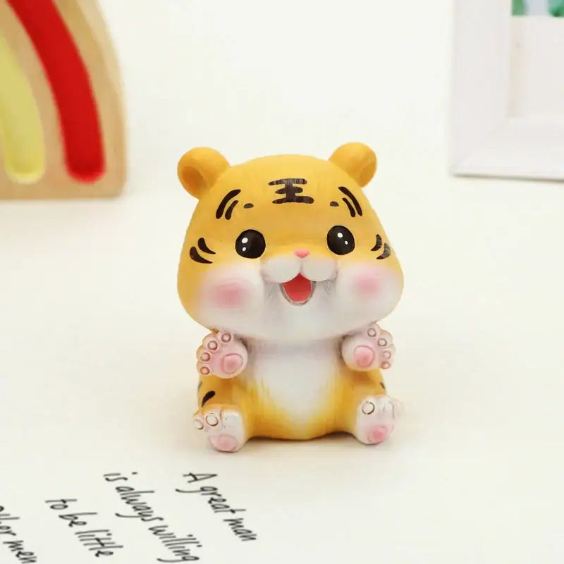 Lucky tiger figurine yellow living room new year decor holding gold bars