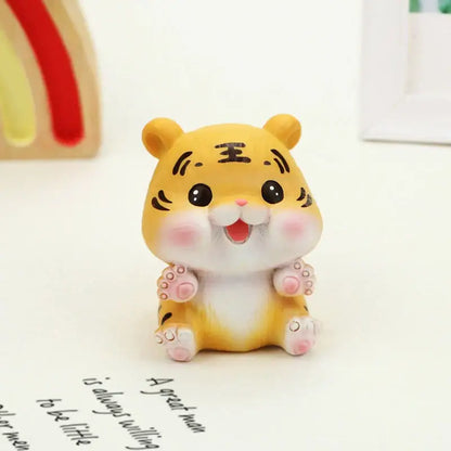 Lucky tiger figurine yellow living room new year decor holding gold bars