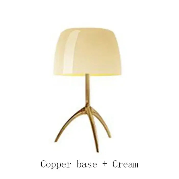 Modern cream lumiere glass table lamp for bedroom with chrome base