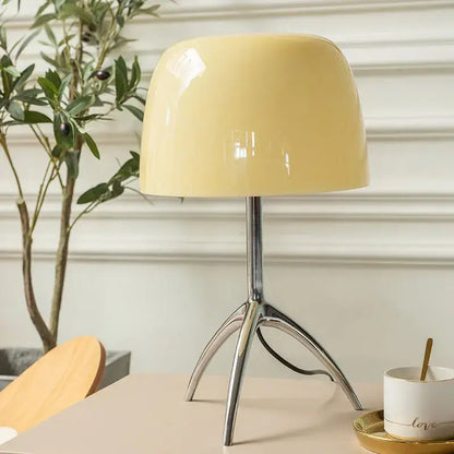 Modern cream lumiere glass table lamp for bedroom with chrome base