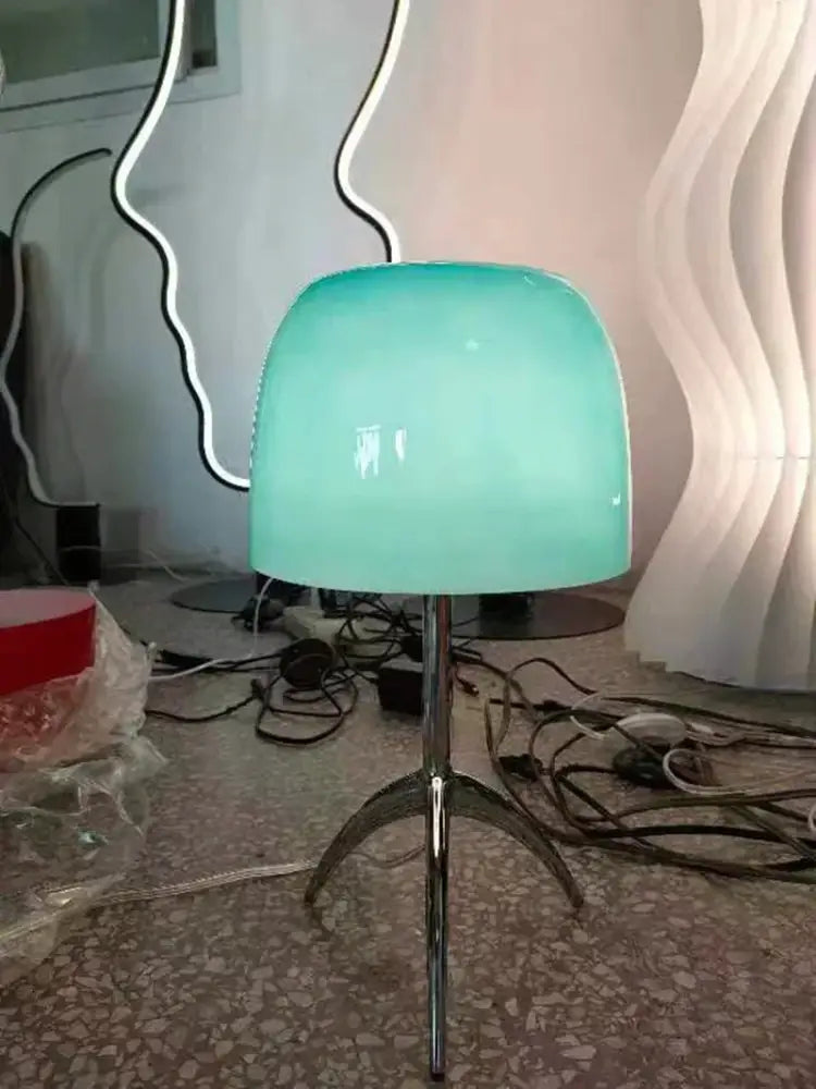 Modern cream lumiere glass table lamp for bedroom with chrome base