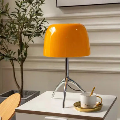 Modern cream lumiere glass table lamp for bedroom with chrome base