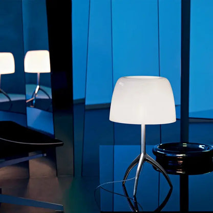 Modern cream lumiere glass table lamp for bedroom with chrome base