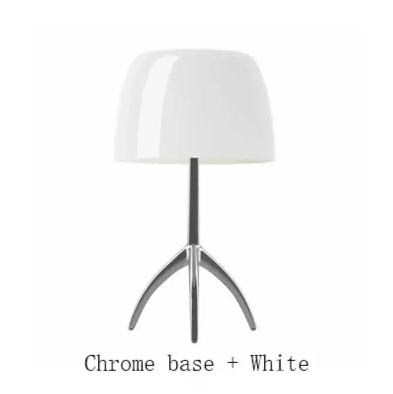 Modern cream lumiere glass table lamp for bedroom with chrome base