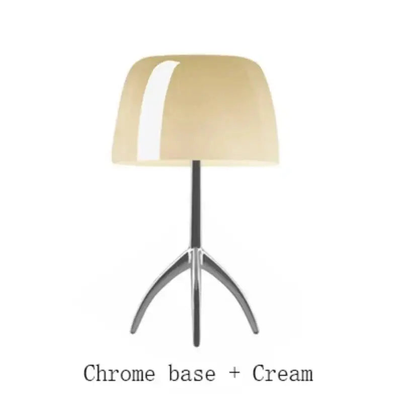 Modern cream lumiere glass table lamp for bedroom with chrome base