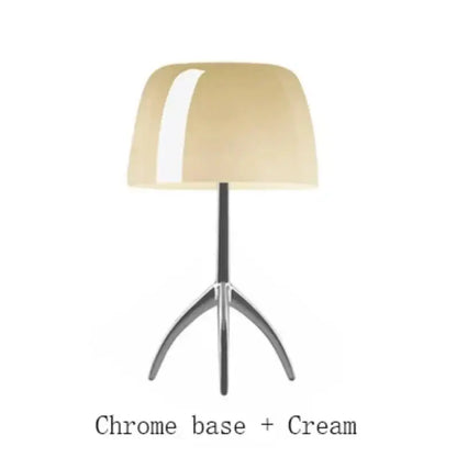 Modern cream lumiere glass table lamp for bedroom with chrome base