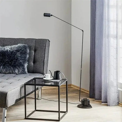 Industrial black long arm floor lamp – study room reading light