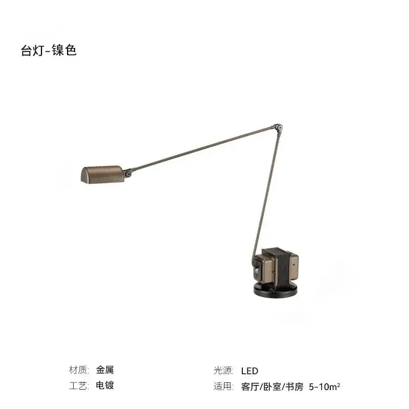 Industrial black long arm floor lamp – study room reading light