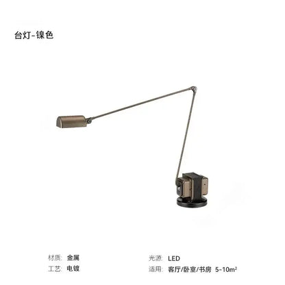 Industrial black long arm floor lamp – study room reading light
