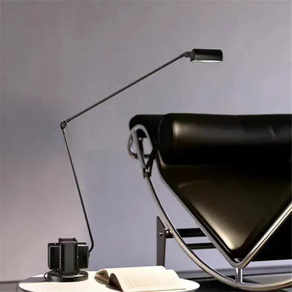Industrial black long arm floor lamp – study room reading light