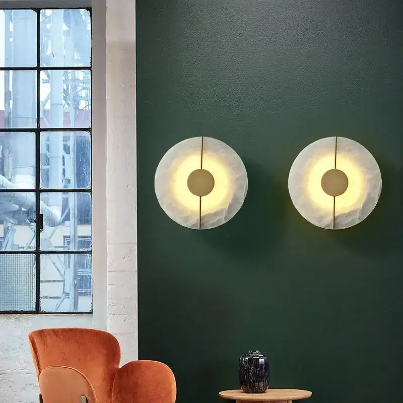 Modern circular gold and copper wall lamp bedroom bedside light