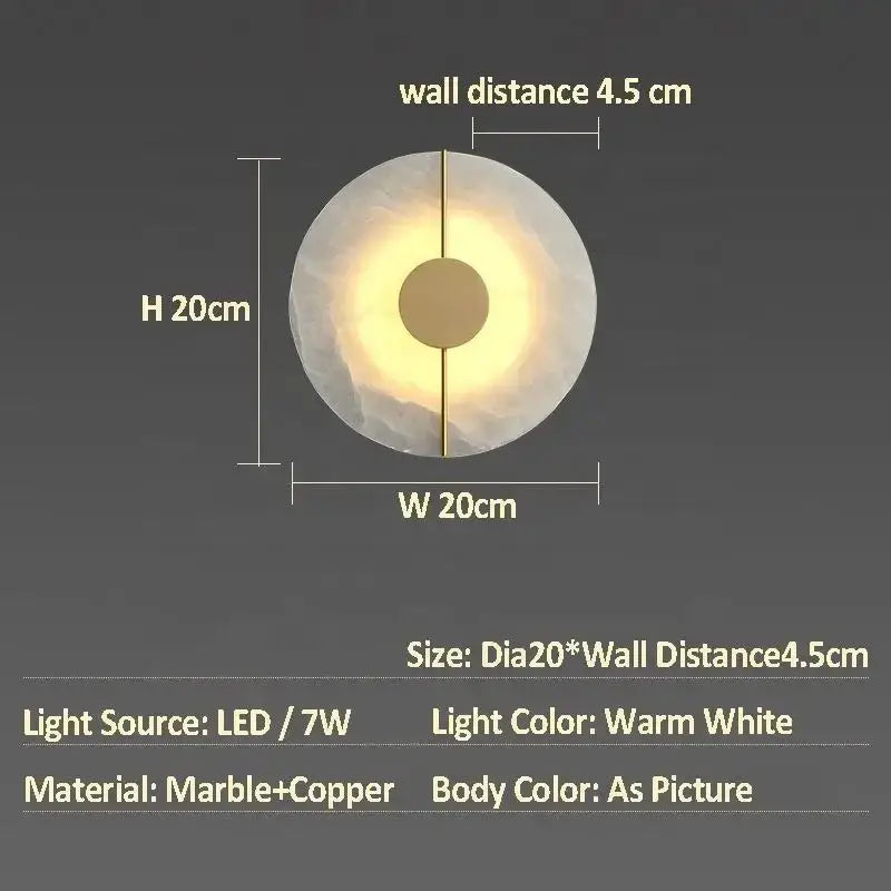 Modern circular gold and copper wall lamp bedroom bedside light