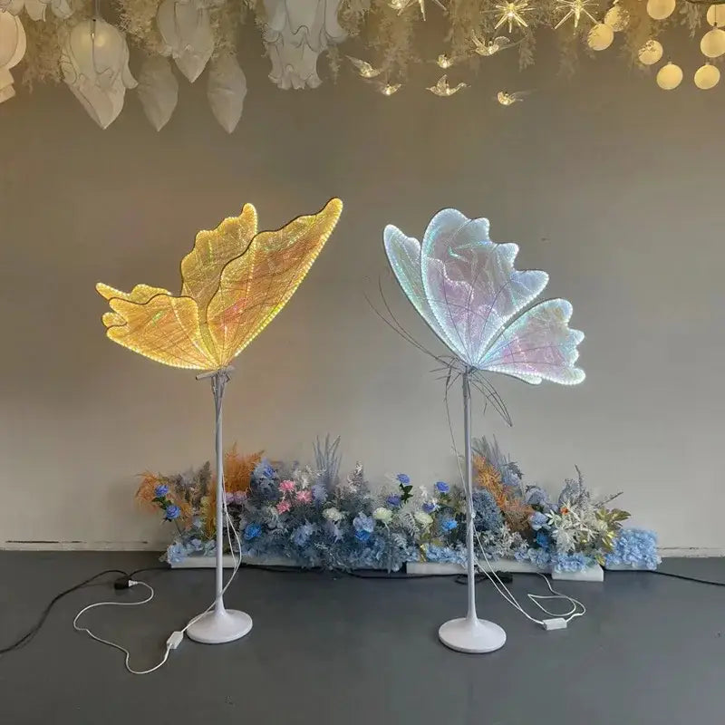 Blue & yellow luminescent butterfly floor lamp stage decor