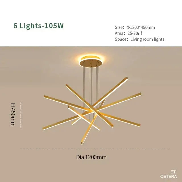 Modern gold luminous ceiling plate chandelier dining room