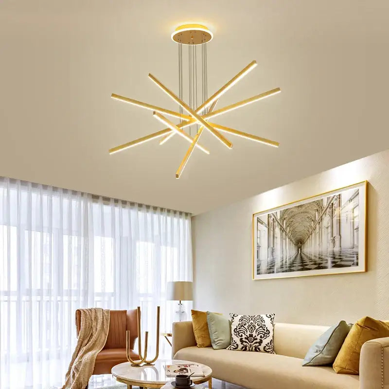 Modern gold luminous ceiling plate chandelier dining room
