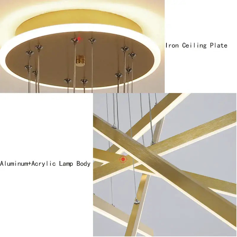 Modern gold luminous ceiling plate chandelier dining room