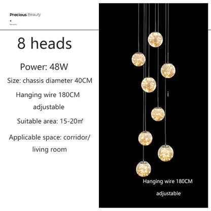 Modern luminous glass ball pendant chandeliers dining room lighting